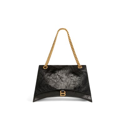 BALENCIAGA WOMEN'S CRUSH CHAIN BAG IN LARGE BLACK 716332210IT1000 (39.9*24.9*13cm)
